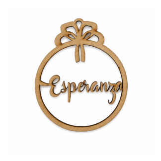 Adorno navideño Esperanza con lazo en MDF - 10 cm