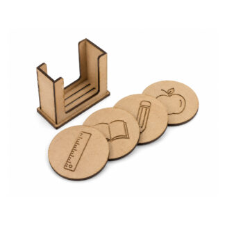 Set de cuatro posavasos escolares con base
