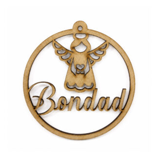 Adorno navideño Bondad con ángel en MDF - 10 cm