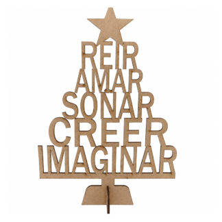 Árbol navideño de curvas y estrellas en MDF 30 cm