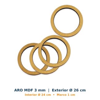 Aro de MDF 3 mm – Ø 26 cm exterior / Ø 24 cm interior