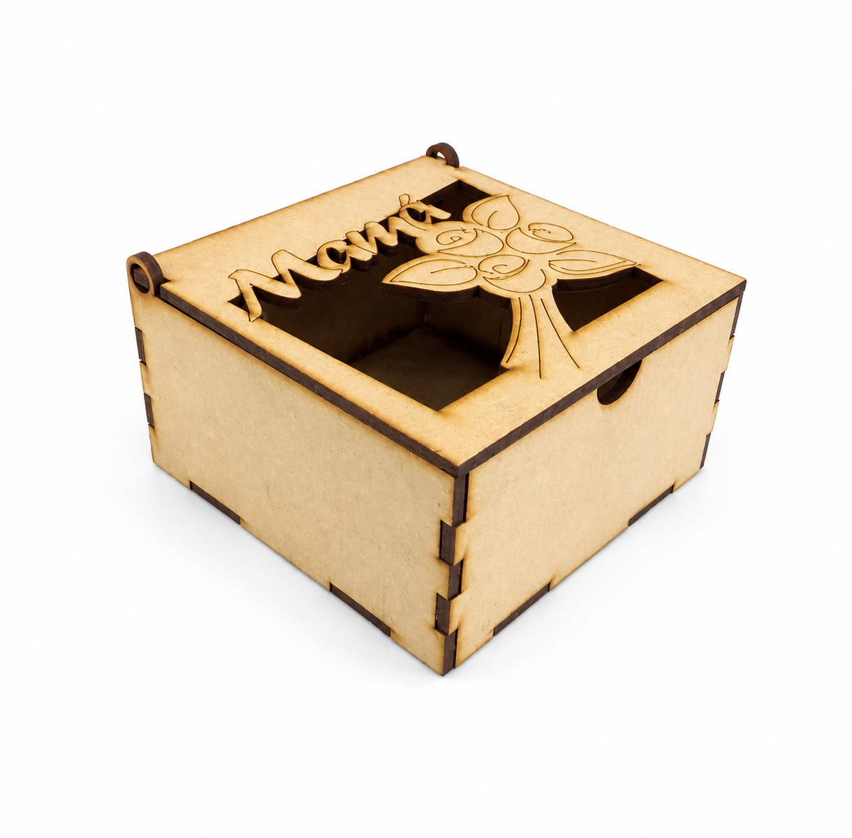 Caja cuadrada para mamá con ramo floral