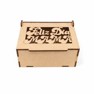 Caja Rectangular MDF Feliz Día Mamá Calada 20 × 15 × 7 cm
