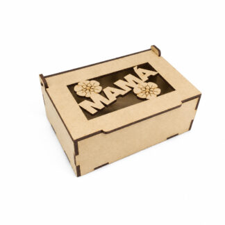 Caja Rectangular MDF Mamá con Flores 25 × 20 × 8 cm