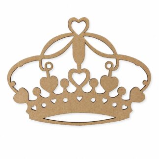 Aplique Corona con Corazones de MDF 10 × 8 cm