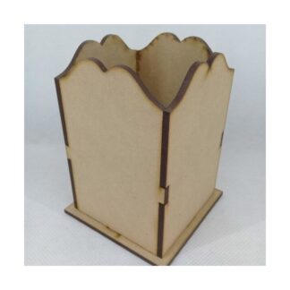 Portalápices de MDF con borde ondulado alto 8 x 8 x 12 cm