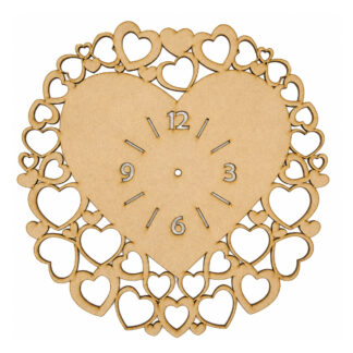 Reloj corazón con corazones en MDF 30 cm