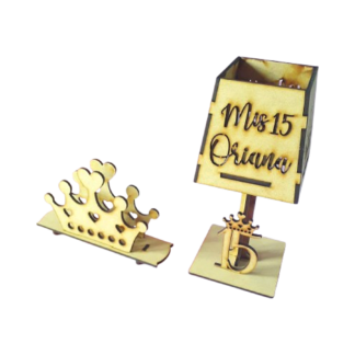 Centro de Mesa MDF Mis 15 con Corona