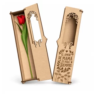 Caja porta rosa de MDF con frase El amor de mamá es para siempre