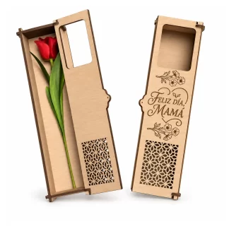 Caja porta rosa de MDF con frase Feliz Día, Mamá