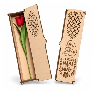 Caja porta rosa de MDF con frase La mejor mamá del mundo
