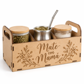 Organizador de maquillaje de MDF con cajón y diseño floral